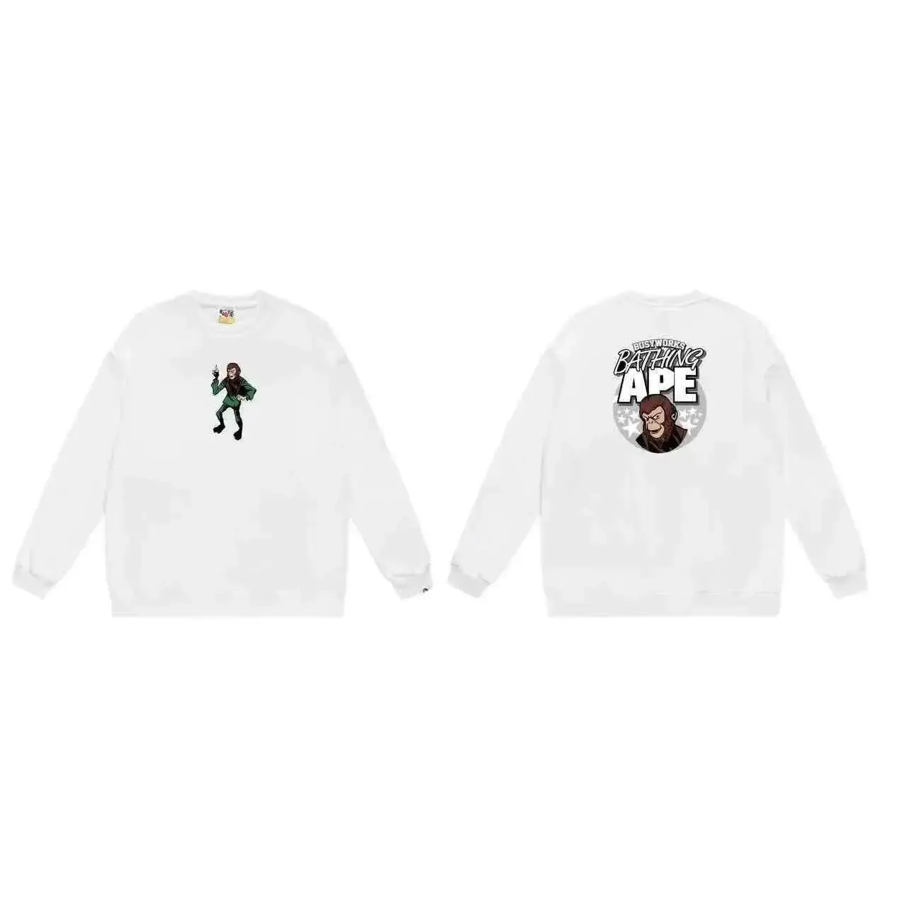 BAPE Printed college style round neck pullover sweatshirt for men and women loose style hoodie — foto 5 de 6
