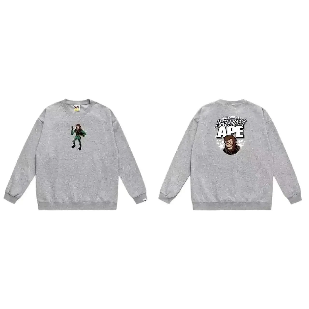 BAPE Printed college style round neck pullover sweatshirt for men and women loose style hoodie — foto 6 de 6