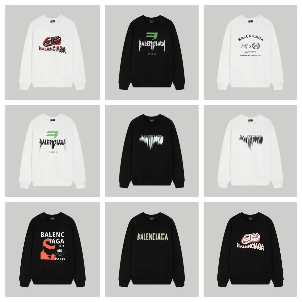 Balenciaga Punk Letters Printed Long Sleeve Sweatshirts
