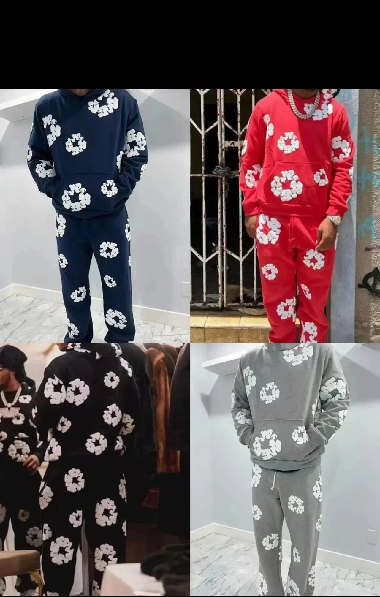 Denim Tears Flower Print Hoodie & Pants Set [25 styles]