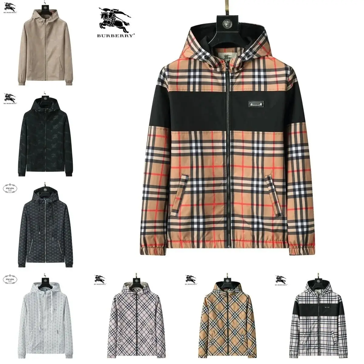 Burberry Check Print Hooded Windbreaker [Multiple Styles]