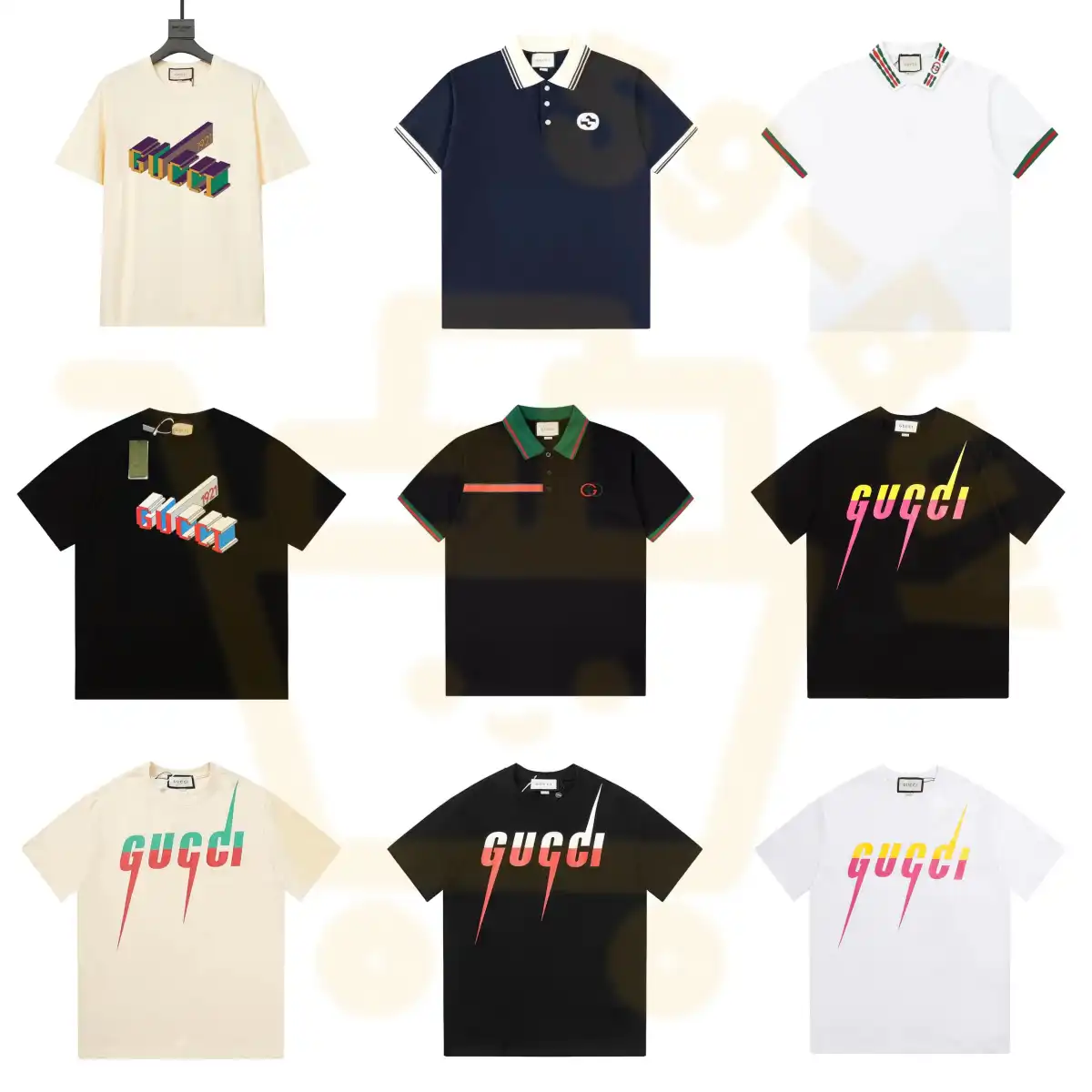 Gucci 3D Logo and Striped Collar T-Shirts [1 styles]
