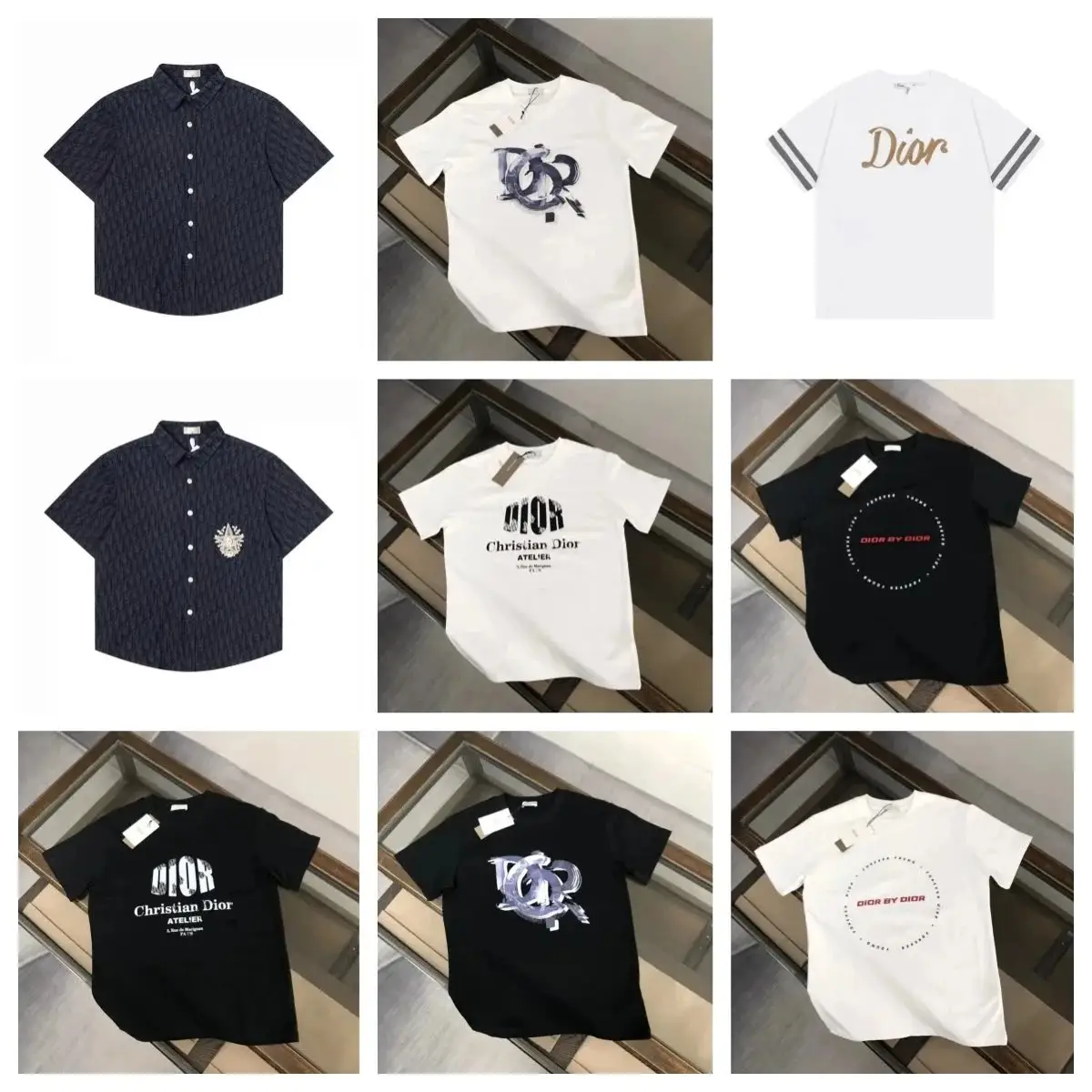 Christian Dior Men's Black T-Shirt with Logo Print