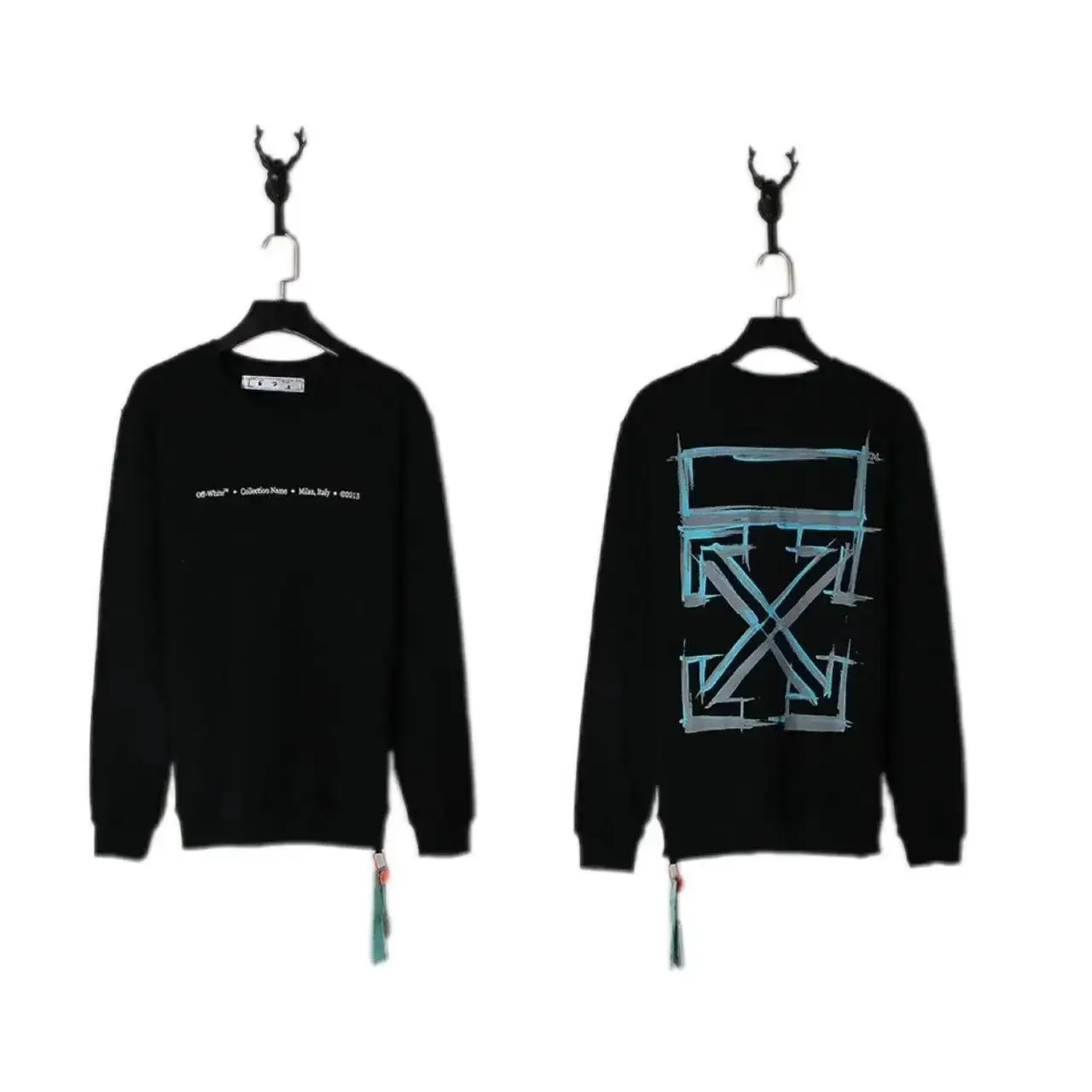 Off-White Men's Black Crewneck Sweatshirt with Iconic Logo and Stripes — foto 4 de 6