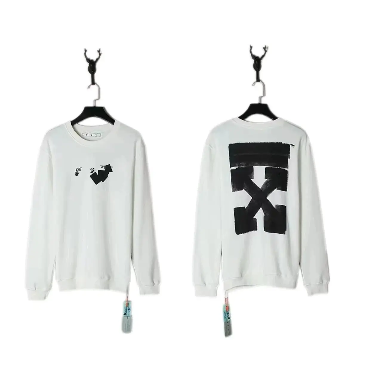 Off-White Men's Black Crewneck Sweatshirt with Iconic Logo and Stripes — foto 6 de 6