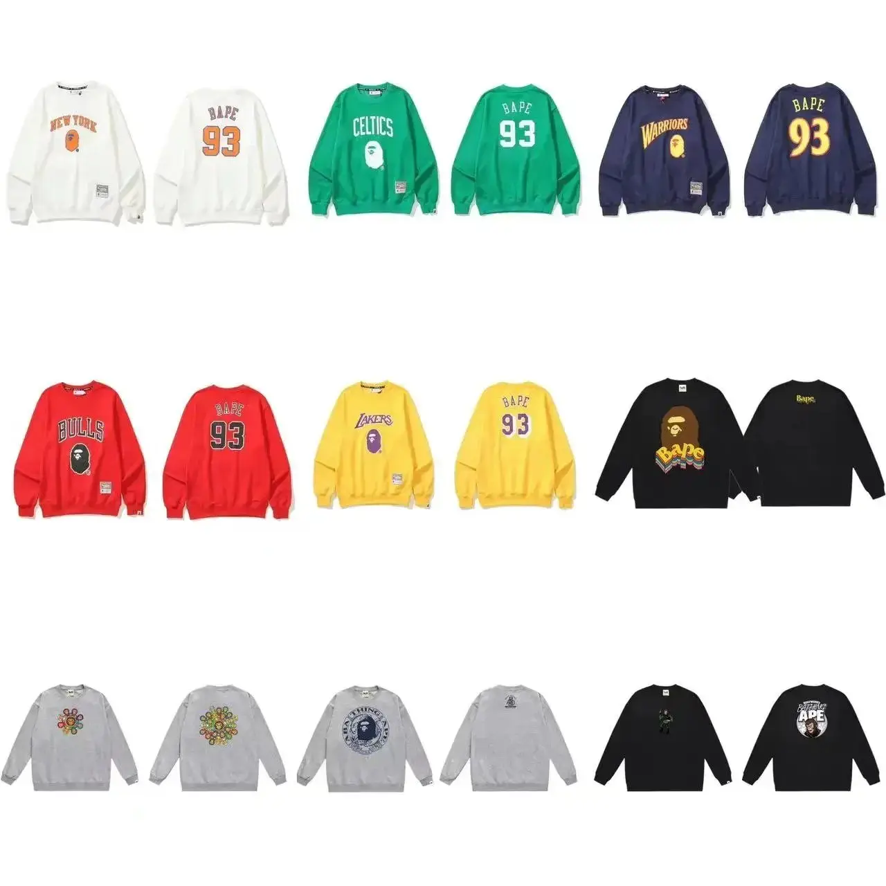 A Bathing Ape BAPE Rainbow Logo Crewneck Sweatshirt - Black
